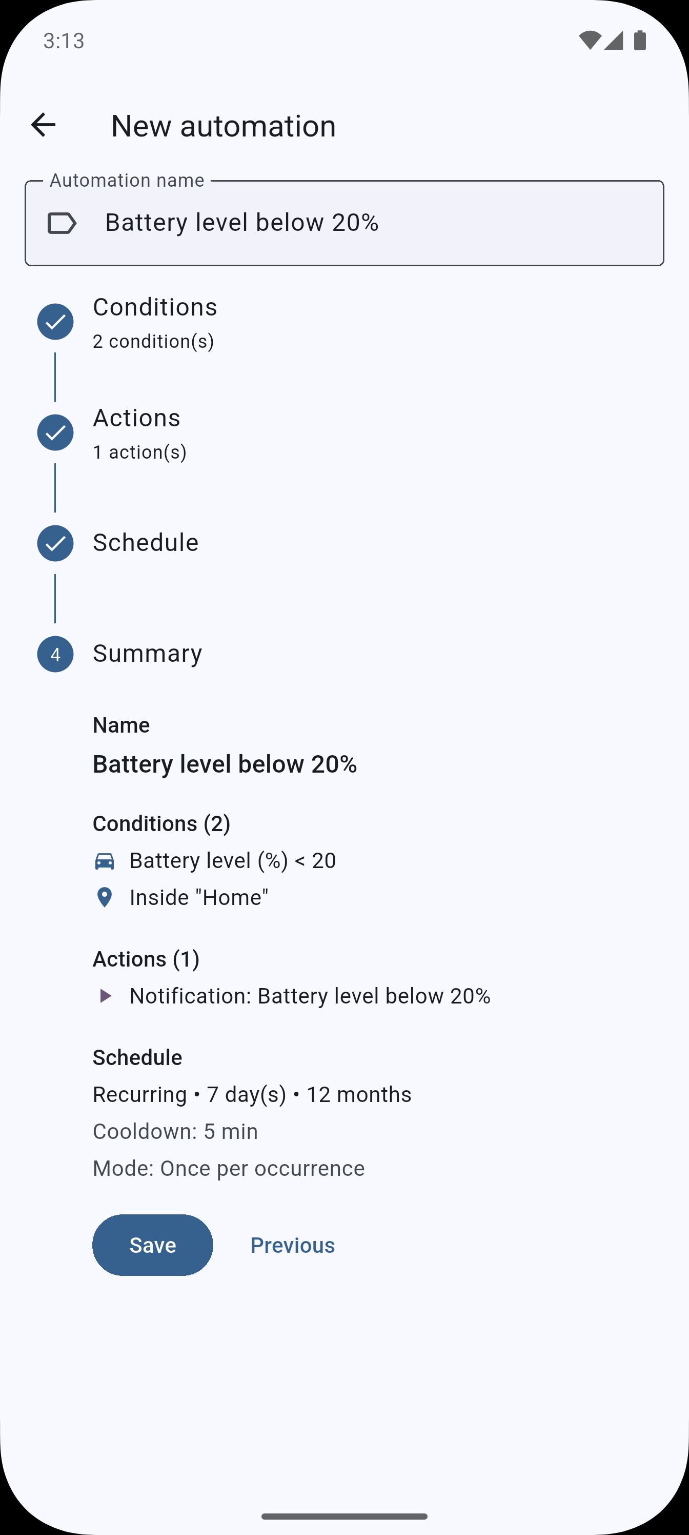 Automation Summary Screenshot